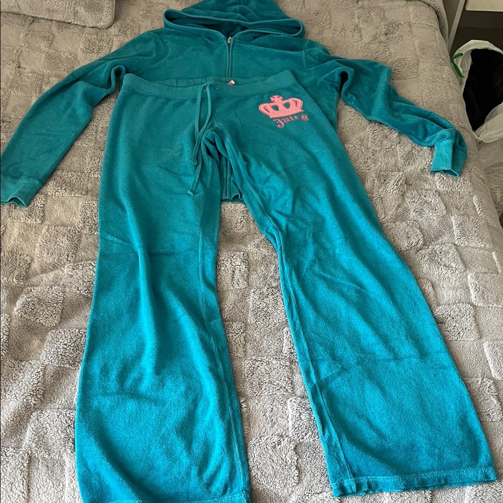 Juicy Couture Turquoise Zip-Up Hoodie XL and Medium sweatpants